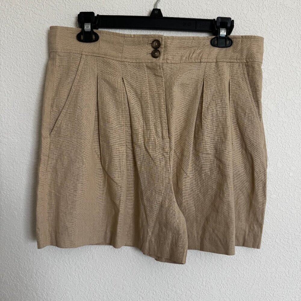 Jason Wu | NWT Khaki Colored Linen Blend High-Waisted Shorts size 12 - Picture 7 of 12